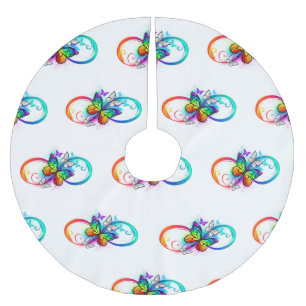 Jupon De Sapin En Polyester Brossé Bright infinity with rainbow butterfly