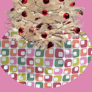 Jupon De Sapin En Polyester Brossé Bright Retro années 1970 Motif géométrique Noël