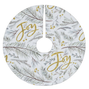 Jupon De Sapin En Polyester Brossé Brindilles Grises Et Berries