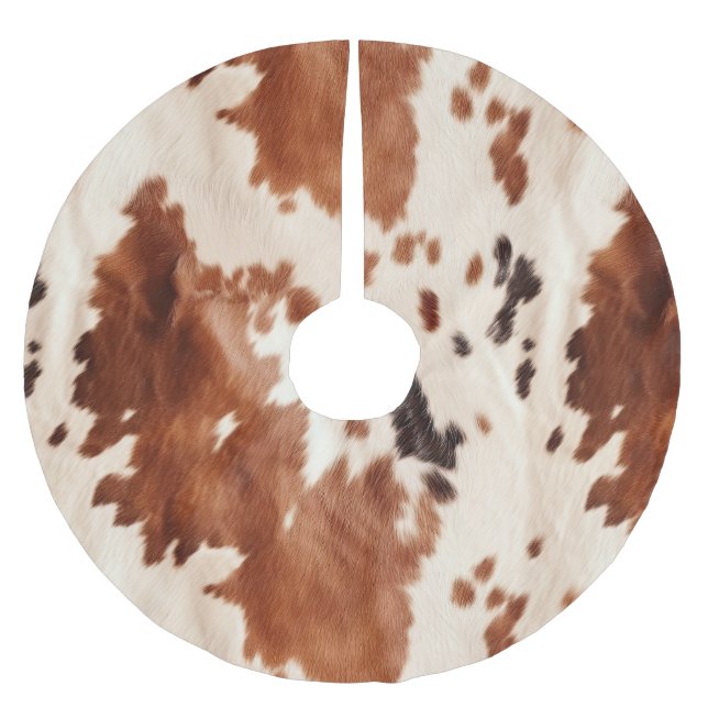 Jupon De Sapin En Polyester Brossé Brown Cream Southwest Cowhide Christmas (Devant)
