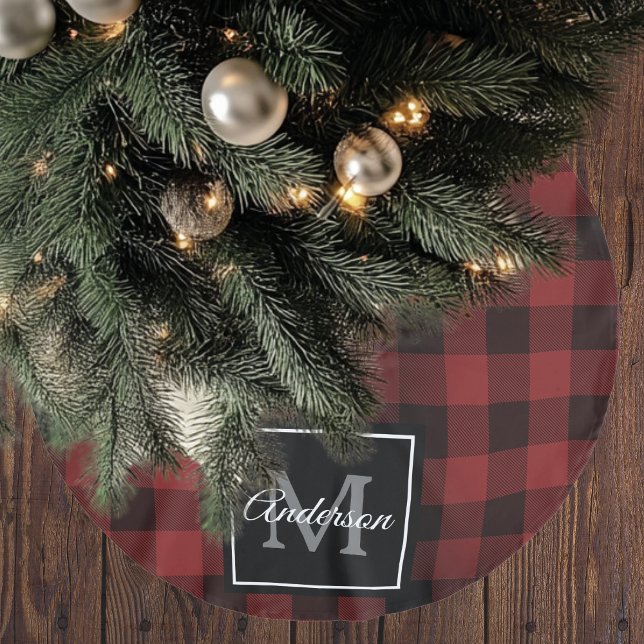 Jupon De Sapin En Polyester Brossé Buffalo rouge abattu | Initiale personnelle | Cade (Créateur téléchargé)