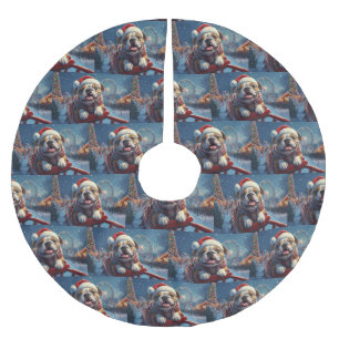 Jupon De Sapin En Polyester Brossé Bulldog Roller Dessous de verre Noël