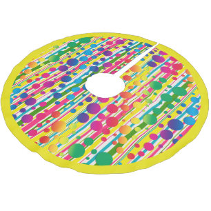 Jupon De Sapin En Polyester Brossé [Bulles de Beatnik] Polka rétro Point rayé Jaune