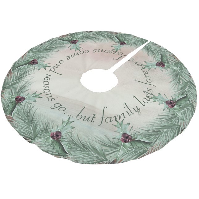 Jupon De Sapin En Polyester Brossé Burgundy Berry Holly Pine Noël (Angle)