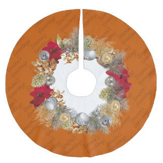Jupon De Sapin En Polyester Brossé BURING ORANGE Christmas Wreath