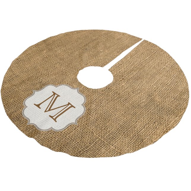 Jupon De Sapin En Polyester Brossé Burlap de pays Monogramme rustique Jupe d'arbre in (Angle)
