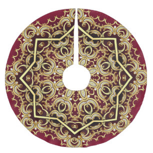 Jupon De Sapin En Polyester Brossé Cadre élégant : perle et or.