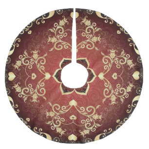Jupon De Sapin En Polyester Brossé Cadre rond Valentine violet or