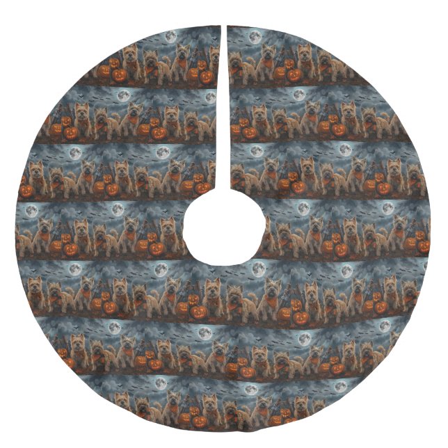 Jupon De Sapin En Polyester Brossé Cairn Terrier Halloween Éffrayant (Devant)