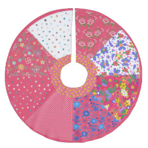 Jupon De Sapin En Polyester Brossé Calicot floral rose Style Cottage Campagnard