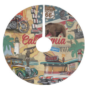 Jupon De Sapin En Polyester Brossé Californie vintage : carte touristique.