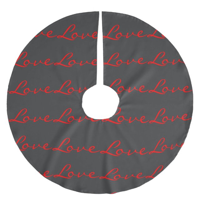 Jupon De Sapin En Polyester Brossé Calligraphie tendance Grey Red Love Mariage (Devant)