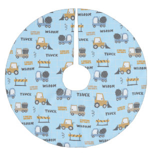 Jupon De Sapin En Polyester Brossé Camions de construction Motif bleu