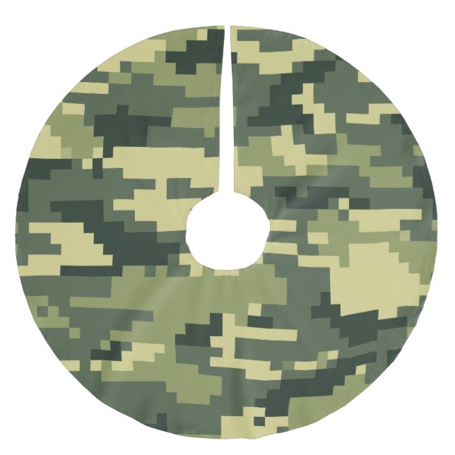 Jupon De Sapin En Polyester Brossé Camouflage numérique en bois à 8 bits / Camo (Devant)