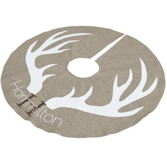 Jupon De Sapin En Polyester Brossé Campagne rustique Deer Antlers Faux Burlap (Angle)