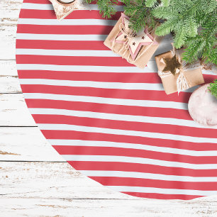 Jupon De Sapin En Polyester Brossé Cane de bonbon rouge et blanc rayé horizontal simp