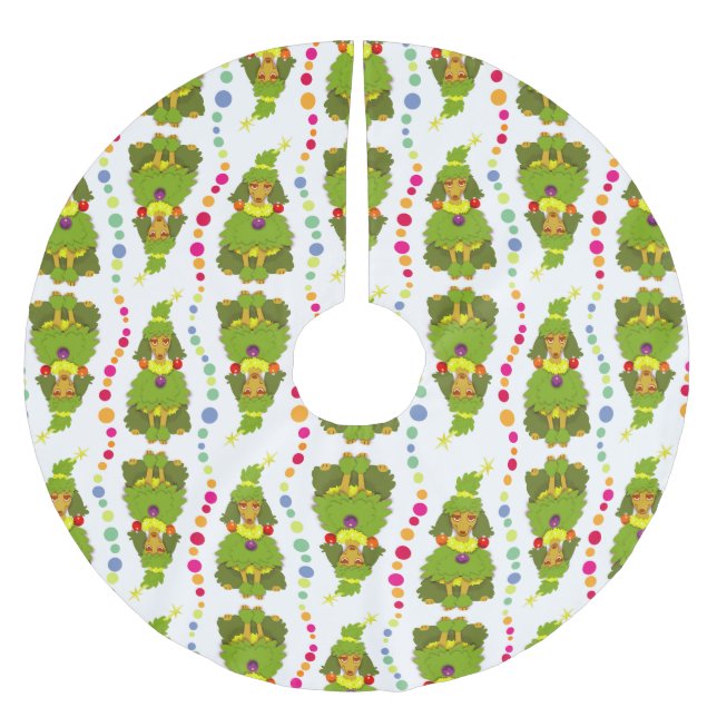 Jupon De Sapin En Polyester Brossé Caniche drôle d'arbre de Noël (Devant)