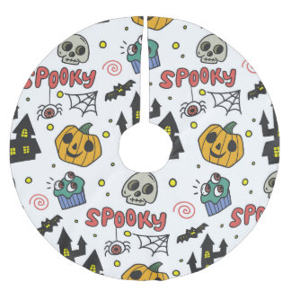 Jupon De Sapin En Polyester Brossé Caractères d'Halloween : Motif Whimsical Seamless