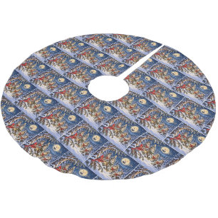 Jupon De Sapin En Polyester Brossé Cardinal de Noël et Chœur de l'Arbre d'Hiver