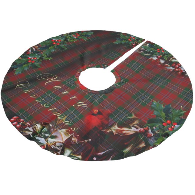 Jupon De Sapin En Polyester Brossé Cardinal de plaid de Noël (Angle)