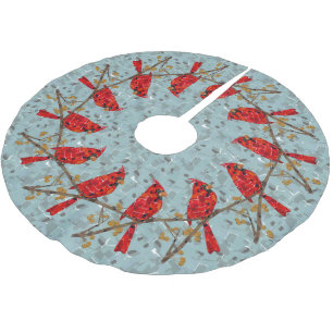 Jupon De Sapin En Polyester Brossé Cardinal rouge, l'oiseau de Noël