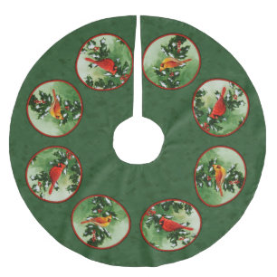 Jupon De Sapin En Polyester Brossé Cardinaux mâles et femelles verts