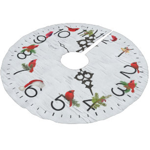 Jupon De Sapin En Polyester Brossé Cardinaux rouges sur la conception de bouleau