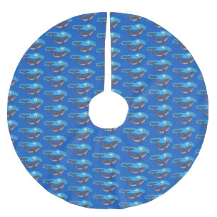Jupon De Sapin En Polyester Brossé Caricature de baleine mignonne et de baleine de ve