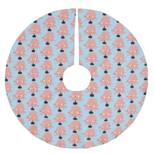 Jupon De Sapin En Polyester Brossé Caricature de bébé pieuvre rose mignonne humour