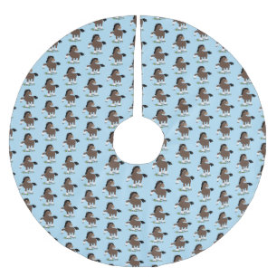 Jupon De Sapin En Polyester Brossé Caricature de cheval de trait de Cute Clydesdale