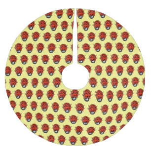 Jupon De Sapin En Polyester Brossé Caricature de coccinelle rouge joyeux