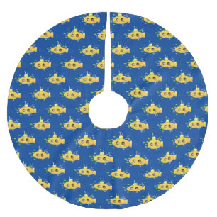 Jupon De Sapin En Polyester Brossé Caricature de poisson sous-marin jaune mignon