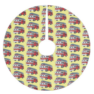 Jupon De Sapin En Polyester Brossé Caricature du moteur de feu joyeux