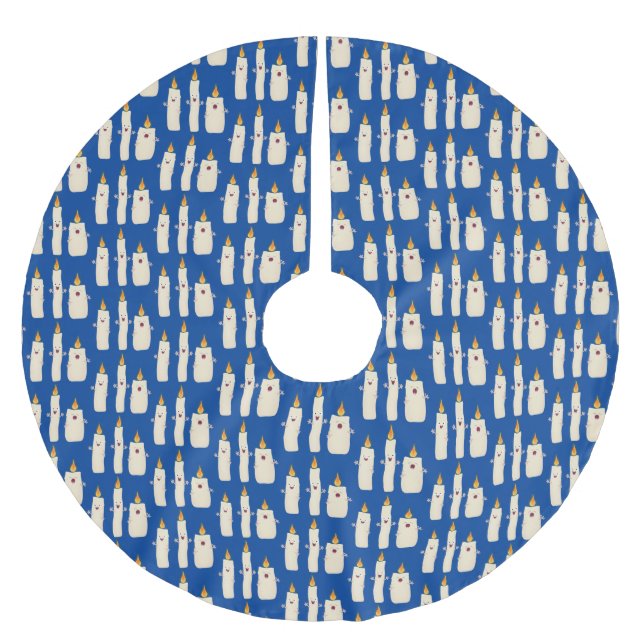 Jupon De Sapin En Polyester Brossé Caricature en trois chandelles mignonnes (Devant)