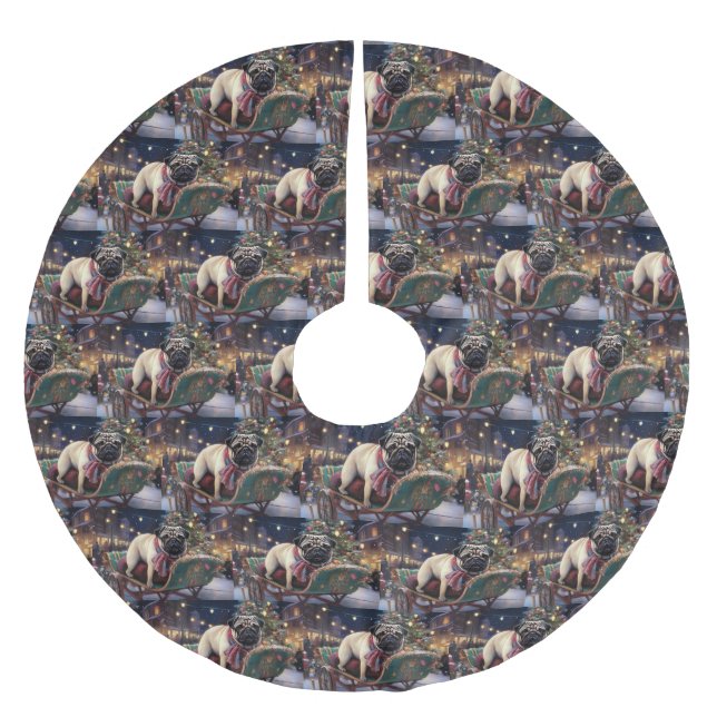 Jupon De Sapin En Polyester Brossé Carlin Noël Festive Saison (Devant)