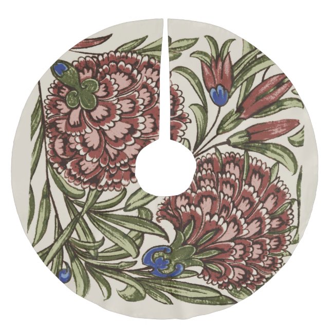 Jupon De Sapin En Polyester Brossé Carnation Carrelage Fleur Antique Art Rustique (Devant)