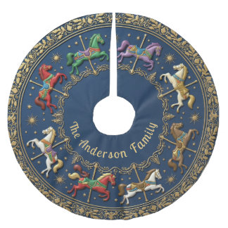 Jupon De Sapin En Polyester Brossé Carousel of Christmas Dreams