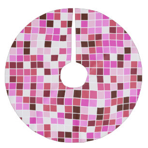 Jupon De Sapin En Polyester Brossé Carreaux de Piscine, Carreaux de Mosaïque Roses, M