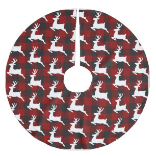 Jupon De Sapin En Polyester Brossé Carreaux et cerf