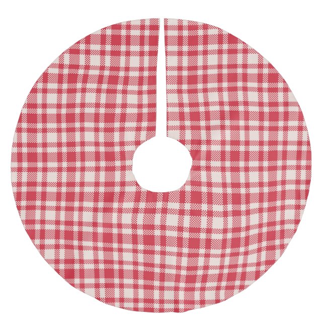 Jupon De Sapin En Polyester Brossé Carreaux Gingham Rouge et Blanc (Devant)