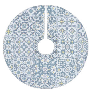 Jupon De Sapin En Polyester Brossé Carreaux Méditerranéens, Marocains, Majolique, Azu