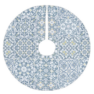 Jupon De Sapin En Polyester Brossé Carreaux Méditerranéens, Marocains, Majolique, Azu
