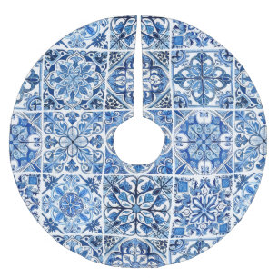 Jupon De Sapin En Polyester Brossé Carrelage méditerranéen, Portugais, Azulejo, Majol