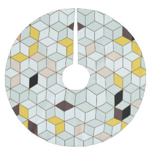 Jupon De Sapin En Polyester Brossé Carrelage vintage, motif blanc noir géométrique.