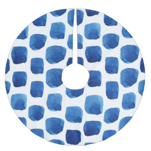 Jupon De Sapin En Polyester Brossé Carrés bleus, motif aquarelle sans couture.