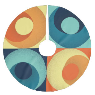 Jupon De Sapin En Polyester Brossé Carrés et cercles rétro : Motif des années 60