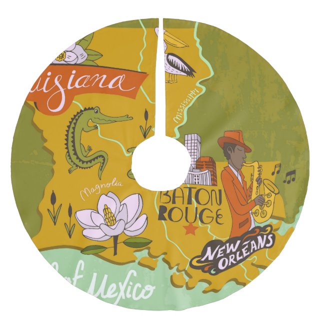 Jupon De Sapin En Polyester Brossé Carte illustrée de la Louisiane : faits saillants  (Devant)
