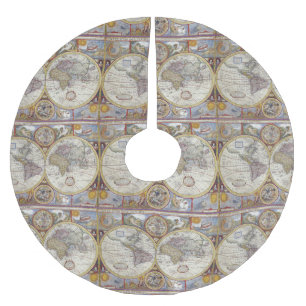 Jupon De Sapin En Polyester Brossé Carte vintage Thunder_Cove de voyageur du monde