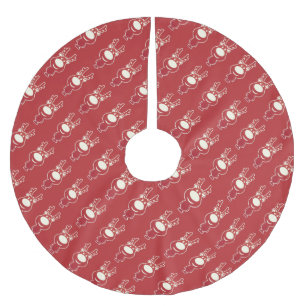 Jupon De Sapin En Polyester Brossé Cartoon Rudolph Motif Rouge