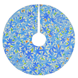 Jupon De Sapin En Polyester Brossé Cascade florale : Fleurs bleues Motif sans couture